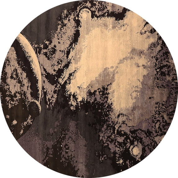 Ahgly Company Indoor Round Oriental Brown Industrial Area Rugs, 6' Round