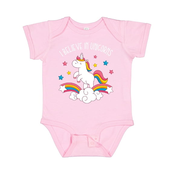 Inktastic Believe In Unicorns Girls Baby Bodysuit