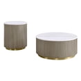 thumbnail image 1 of Coaster Jason 2-piece Round White Marble Coffee Table Set Greige, 1 of 10