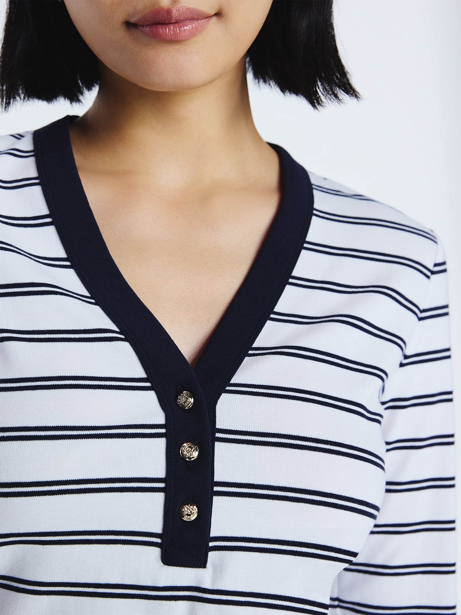 Free Assembly Women's V-Neck Henley with Long Sleeves, Sizes XS-XXL