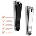thumbnail image 2 of Large 2-Pack, Sharp Stainless Steel Fingernail & Toenail mers with Nail File, Manicure Kit Fingernail Tools for Men & Women, Black and Silver Color, 2 of 5