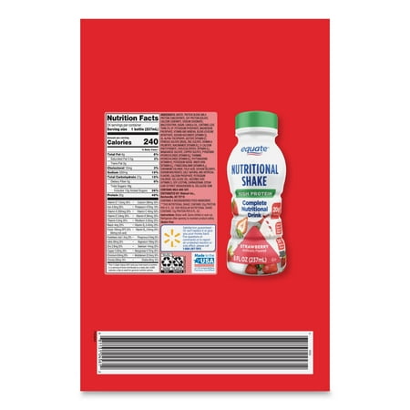 Equate High Protein Nutritional Shake, Strawberry, 8 fl oz, 24 Count