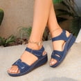 thumbnail image 4 of Fnooota Womens Comfort Sandals, Summer Vacation Buckle Open Toe Wedge Sandals Dark Blue Size 9.5, 4 of 5