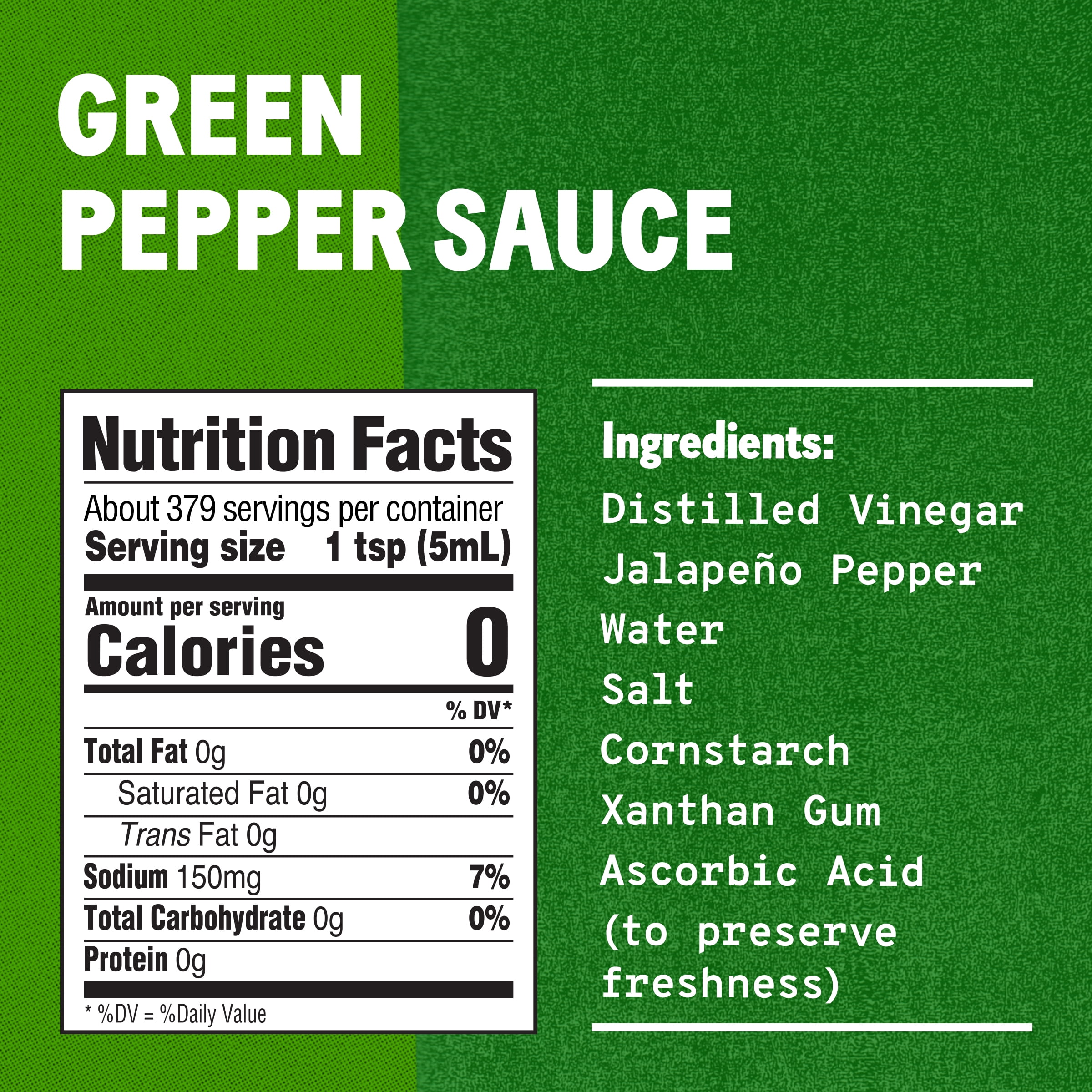 Tabasco Green Pepper Sauce, 64 fl. oz Regular Half Gallon Jug, Gluten Free