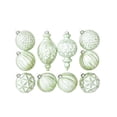 thumbnail image 2 of Light Green Embossed Vintage Christmas Ball Ornament Set Shatterproof Hanging Baubles for Xmas Tree Decor, 2 of 9