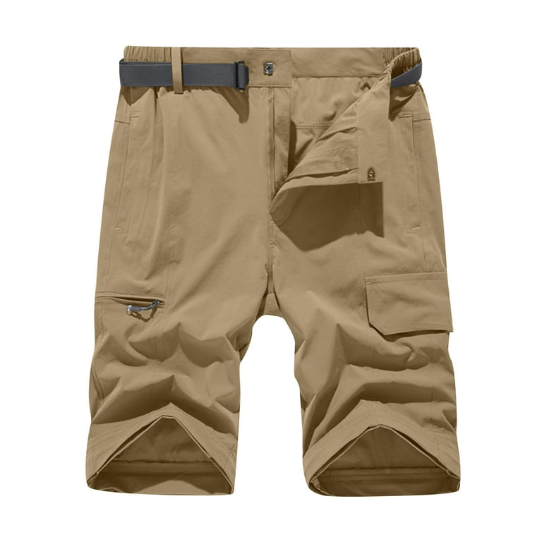 Xflwam Mens Hiking Pants Quick Dry Lightweight Fishing Pants Convertible Zip Off Cargo Work Pants Trousers Khaki 3XL, Men's, Brown