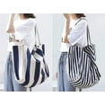 thumbnail image 5 of JennyShop  Large Capacity Shoulder Bag for Shopping Travel, Fashion Striped Canvas Tote Handbag for Women Vertical Stripe Bag, 5 of 6