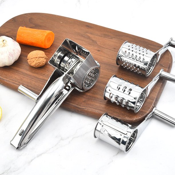 Stainless Steel Hand Rotary Cheese Slicer Shredder 4 Drums Blades Cheese Cutter Rotary Cheese Fruit Grater Butter Kitchen ToolsSingle PlanerAustralia He Qiyong unisex