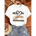 thumbnail image 1 of Retro-Inspired Women's Leopard Print & Heart Graphic Tee - Casual Sporty Style, Round Neck Short Sleeve T-Shirt, Cotton, Machine Washable, Sizes S-XXL, Ladies T Shirts, 1 of 5