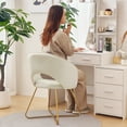 thumbnail image 2 of Furniliving Modern Velvet Accent Chair,Upholstered Vanity Chair with Back Make-up Chair for Living Room, Bedroom,Khaki, 2 of 10