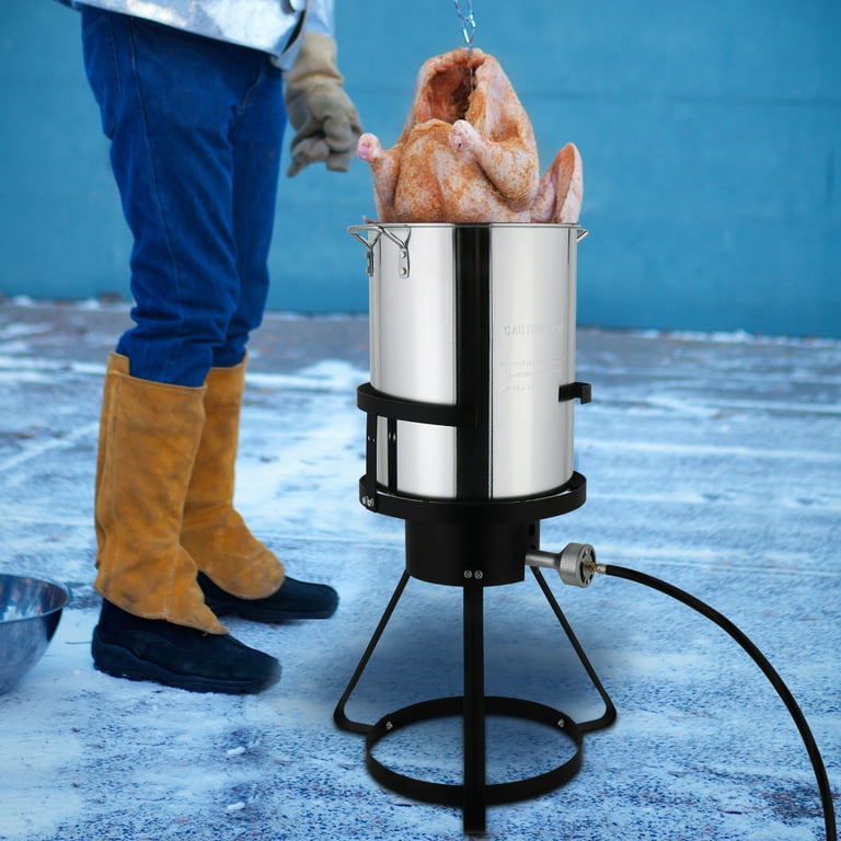 Ubesgoo 30qt Turkey Fryer Pot Boiler Aluminum Turkey Fryer Outside with Injector Thermometer, Size: 17, Silver