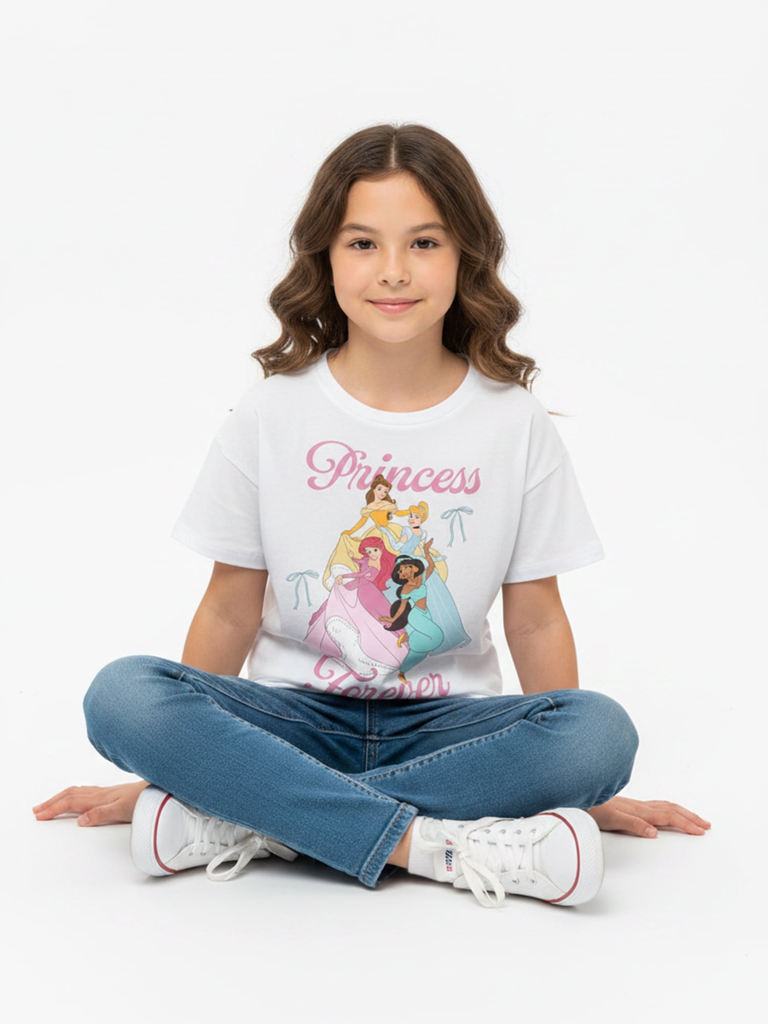 Disney Princess Girls' Graphic Tee with Short Sleeves, Sizes 4-16