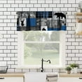 thumbnail image 2 of Retro Cabin Valance,Vintage Cottages Animal Deer Bear Print Blackout Curtain Valance,Retro Blue Check Short Topper Curtain for Bedroom Living Room Kitchen Cafe Dining Room,54x18in, 2 of 5