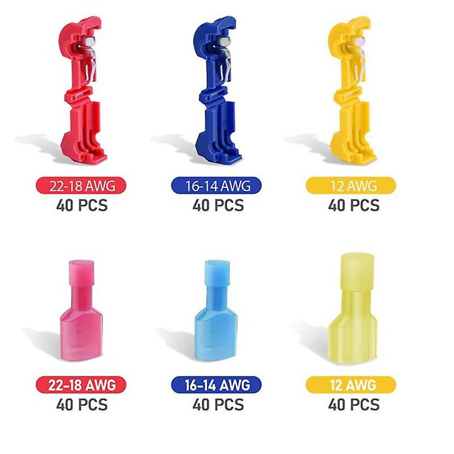 Conector de terminales Cable de crimpado de empalme rápido de bloqueo T Tap Wire Joint, (mluiticolor) (240 piezas) LingWen 8390615284974