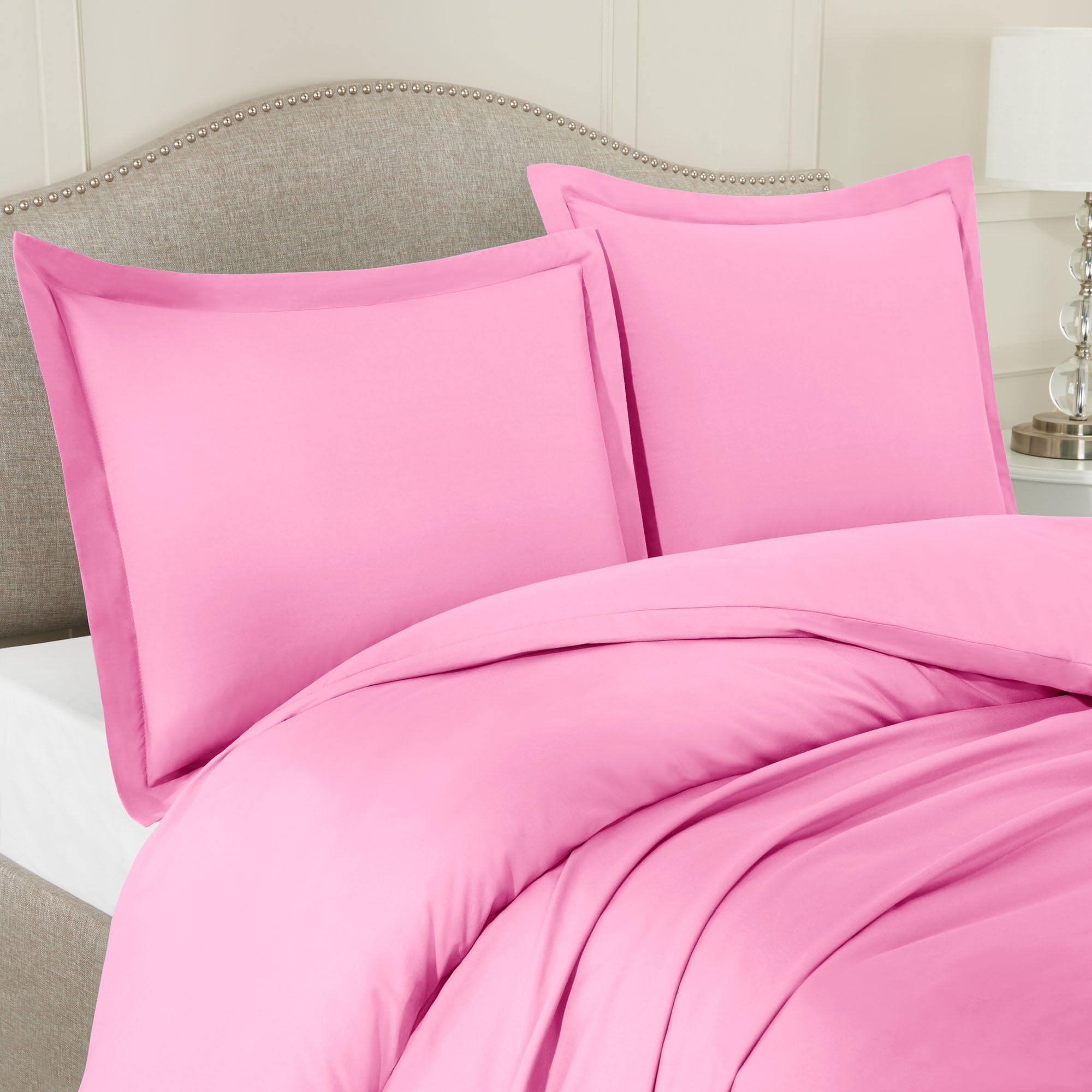 Duvet Cover Set With Pillow Shams Light, Solid Pink Duvet Cover