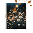 thumbnail image 3 of Qisvanset 12x16 Inch 2D Flat Framed Canvas Art, Moonlit Orange White Wildflower Meadow Rustic Night Floral Wall Art, 3 of 5