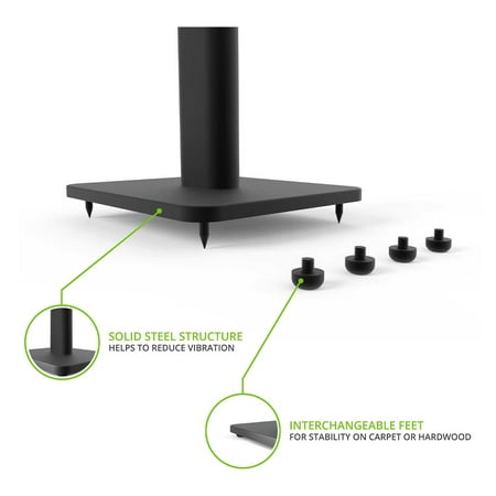 UPC: 0800152717487 | Kanto SP26PL 26  Bookshelf Speaker Stands with Rotating Top Plates and Cable Management – Pair (Black)