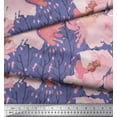 thumbnail image 3 of Soimoi Purple Moss Georgette Fabric Branch & Peach Flower Watercolor Decor Fabric Printed BTY 42 Inch Wide, 3 of 3