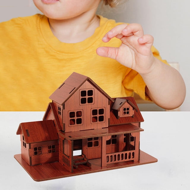 Rompecabezas 3D, casa de madera, de madera, edificios, , Kits DIY, juguete de construcción para niños, rompecabezas, ornamento, regalo de Hugo construcción de rompecabezas