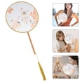 thumbnail image 2 of EeaseCA Chinese Circular Fan Traditional Dance Fan Translucent Silk Round Fan with Tassel, 2 of 7