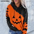 thumbnail image 2 of Sudadera con capucha para mujer, suéter con estampado de calabaza para Halloween, moda de otoño, manga larga, 2 of 4