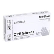 Daxwell Poly Gloves, Embossed, Premium Cast Polyethylene (CPE), Powder Free, Medium, Clear, F10000171B (Box of 100) Medium (Pack of 100) Box of