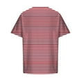 thumbnail image 5 of LYEAA Mens Short Sleeve Shirts Casual Crew Neck Beach Loose Summer Pullover T-shirts Striped Buttons Soft Comfortable Breathable Men's Tops Red L, 5 of 5