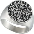 thumbnail image 1 of GHSDFBB Bague Religieuse en Acier Inoxydable Catholique St Benedict Exorcisme Signet Protection Démon Chasseur de Fantômes Bande Croisée avec Beaucoup de Lettres, Or, Argent Noir, 1 of 4