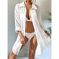thumbnail image 2 of Prettady Womens Modern Swimsuit Cover Up Blouse Button Down Shirt Dresses Tops White L, 2 of 8