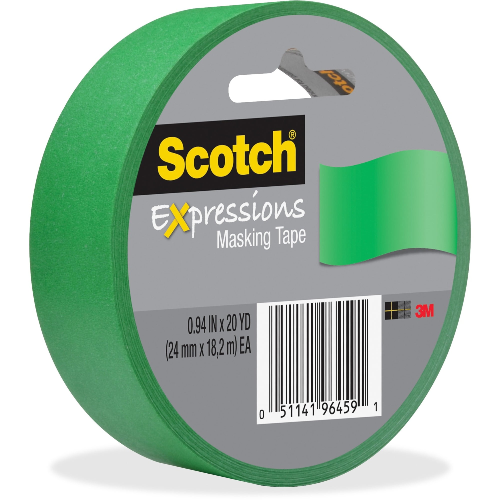 Scotch Expressions Masking Tape - 20 Yd Length X 0.94' Width - 1 / Roll - Primary Green