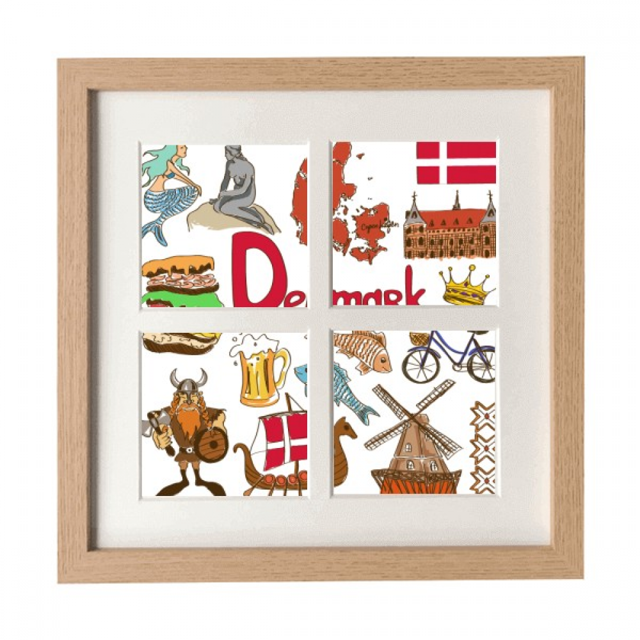 Danemark Animaux Terrestres Drapeau National Cadre Mur Table Affichage 4 Ouvertures Image