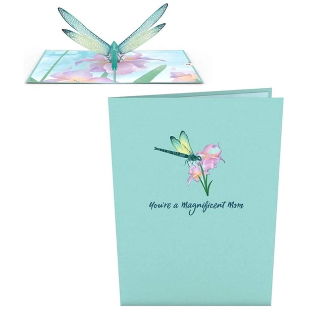 Tarjeta De Libélula 3D Tarjeta De Felicitación Del Día De La Madre Tarjeta De Medio Pliegue Gran Regalo Para La Madre Kearding EL015950-00