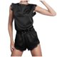 thumbnail image 4 of Pijamas de encaje negro para mujer, mono Sexy de satén empalmado, ropa de dormir con Espalda descubierta, mono calado con lazo, Pelele de pijama 2021, 4 of 4