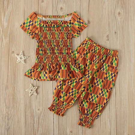 

dmqupv Volleyball Outfits for Teen Girls Pants Style Toddler Bloomers Bohemian Tee Kids Girls Dashiki Baby Girly Baby Clothes Yellow 1-2 Years