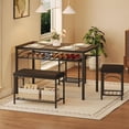 thumbnail image 4 of 4 Pcs Dining Table Set for 4 with Upholstered Bench and 2 Stools Space-Saving Kitchen Table Set with Storage Shelves for Apartments Studios and Small Spaces, 4 of 9