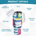 thumbnail image 2 of Yayeee 40oz Stainless Steel Tumbler with Straw and Handle Double-Wall Insulated Travel Water Bottle, Yellow Hand Drawn Sailboats, 2 of 8