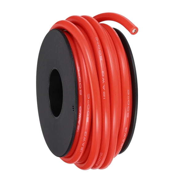 Uxcell 12 AWG Flexible Silicone Wire 6m/20ft Tinned Copper Electrical Wire Red