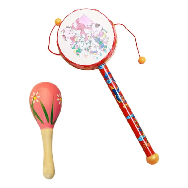 2x sonajero de madera para bebé, instrumento de percusión para niños, juego de coordinación mano-ojo, conjunto de instrumentos musicales para niños Estilo B