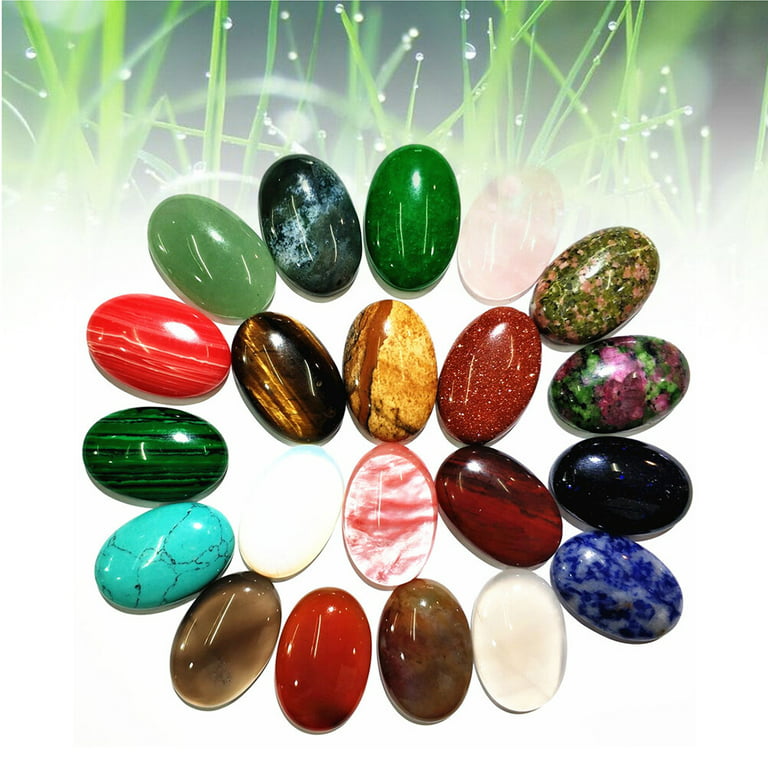 Homemaxs Beads Oval Gemstones Making Jewelry Chakra Stones Kit Bead Table Natural Filler Vase Kids Crafts Ornamentst Egg agates, Girl's, Size: One Size