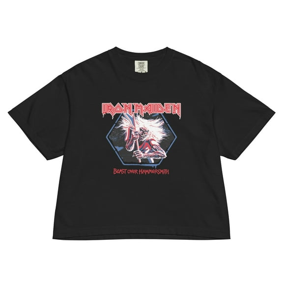 Iron Maiden Beast Over Hammersmith Mineral Wash Womens Crop Tee