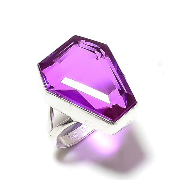 Natural Pink Amethyst Gemstone Handmade 925 Sterling Silver Ring Size 6