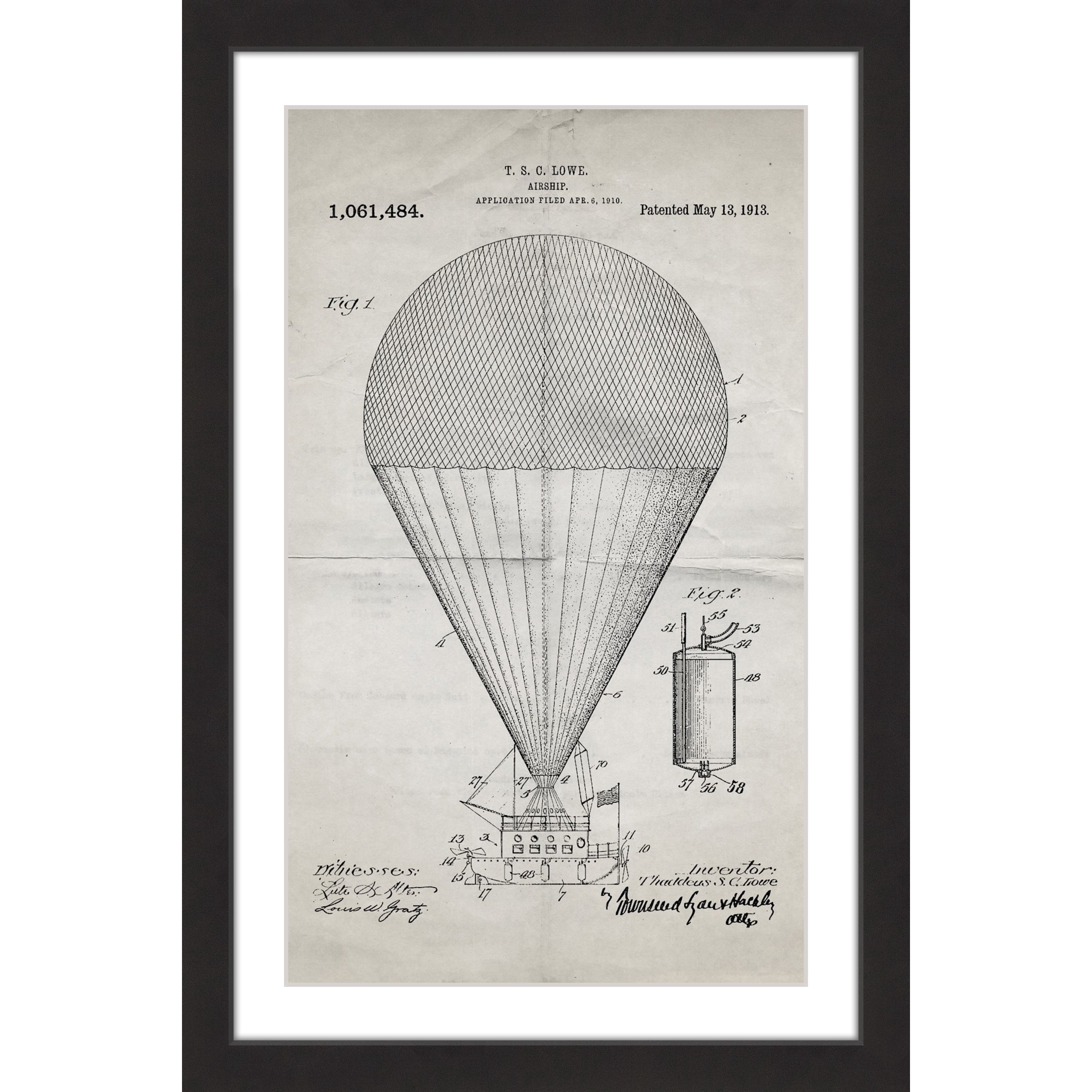 Marmont Hill - "Airship 1913 Old Paper" by Steve King Framed Painting Print
