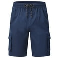 thumbnail image 2 of Satankud Mens Casual Cargo Shorts Classic Drawstring Stretch Hiking Beach Shorts Twill Chino Short with 6 Pockets NavyBlue Size 36, 2 of 8