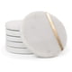 thumbnail image 1 of Cork & Mill Juego de 6 posavasos de mármol – Decoración moderna y estética de lujo para mesa de centro – Mármol blanco con incrustaciones de latón dorado – Posavasos de piedra natural semiabsorbente, 1 of 7