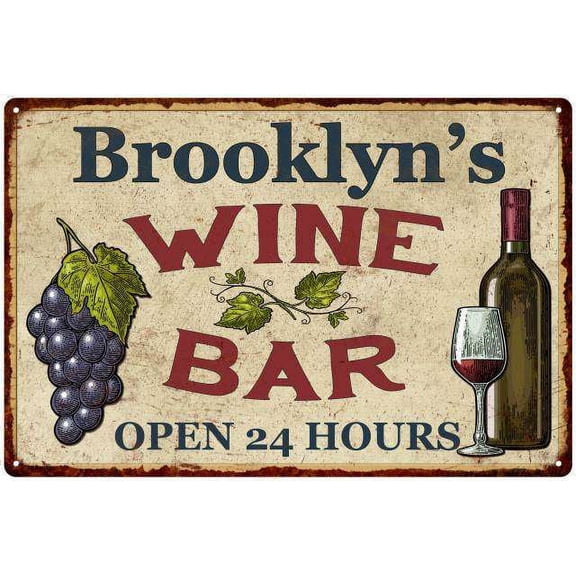 Brooklyn's Rustic Wine Bar Sign Wall Décor Kitchen Gift 12x18 Metal 112180056887