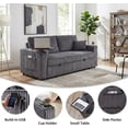 thumbnail image 6 of 65in Sleeper Sofa Bed, Convertible Pull Out Couch with Small Table, USB Ports, Cup Holders & 5-Level Adjustable Backrest, 3 in 1 Corduroy Loveseat Sofa for Living Room, Bedroom, Apartment (Gray), 6 of 7