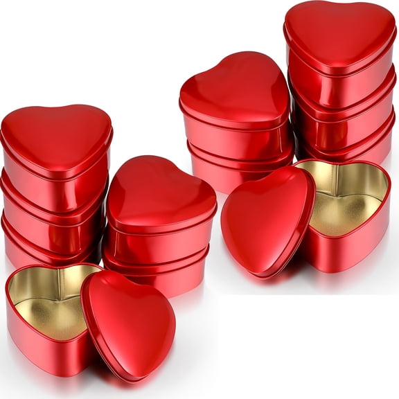 10Pcs Red Heart-Shaped Metal Tin Boxes with Lids, Glossy Iron Gift Containers for Wedding Favors, Valentine Gifts, Candy & Jewelry Storage, Party Decorations, Anniversary & Birthday Keepsake Boxes