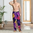 thumbnail image 5 of Uemuo Purple Flower Pattern Men's Wide Leg Palazzo Lounge Pants with Pockets Light Weight Loose Comfy Casual Pajama Pants-Large, 5 of 9