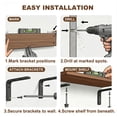 thumbnail image 2 of Riousery Wood Floating Shelves Set of 2, 23.6" Wall Mounted Shelves with Metal Brackets, Walnut Wall Shelves for Bathroom, Bedroom, Living Room, Kitchen, 2 of 8