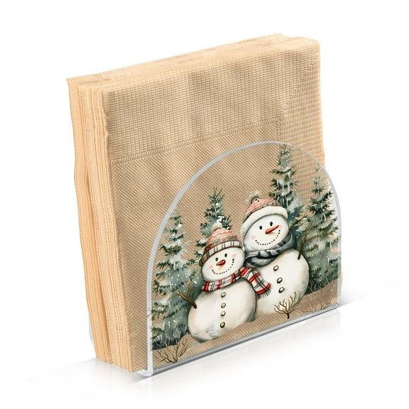 JSTEL Christmas Snowmen Napkin Holder for Table Cocktail Farmhouse, Paper Napkins Dispenser for Home Coffee Shop Dining Room Decor
